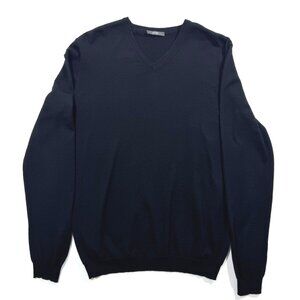 JOOP Black Merino Extra Fine Wool V Neck Sweater S Unisex Quiet Luxury Casual